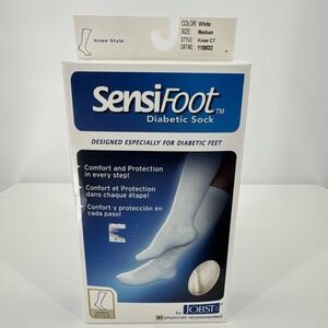 Jobst‎ SensiFoot Diabetic CREW Socks Unisex Medium White 9.5-11 Women 8.5-10 Men
